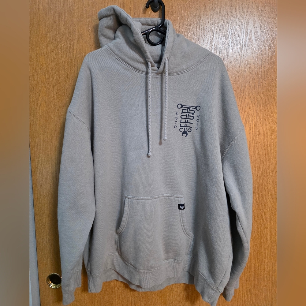 Troll Co. Men's Taupe Hoodie with Graphic Design 3XL